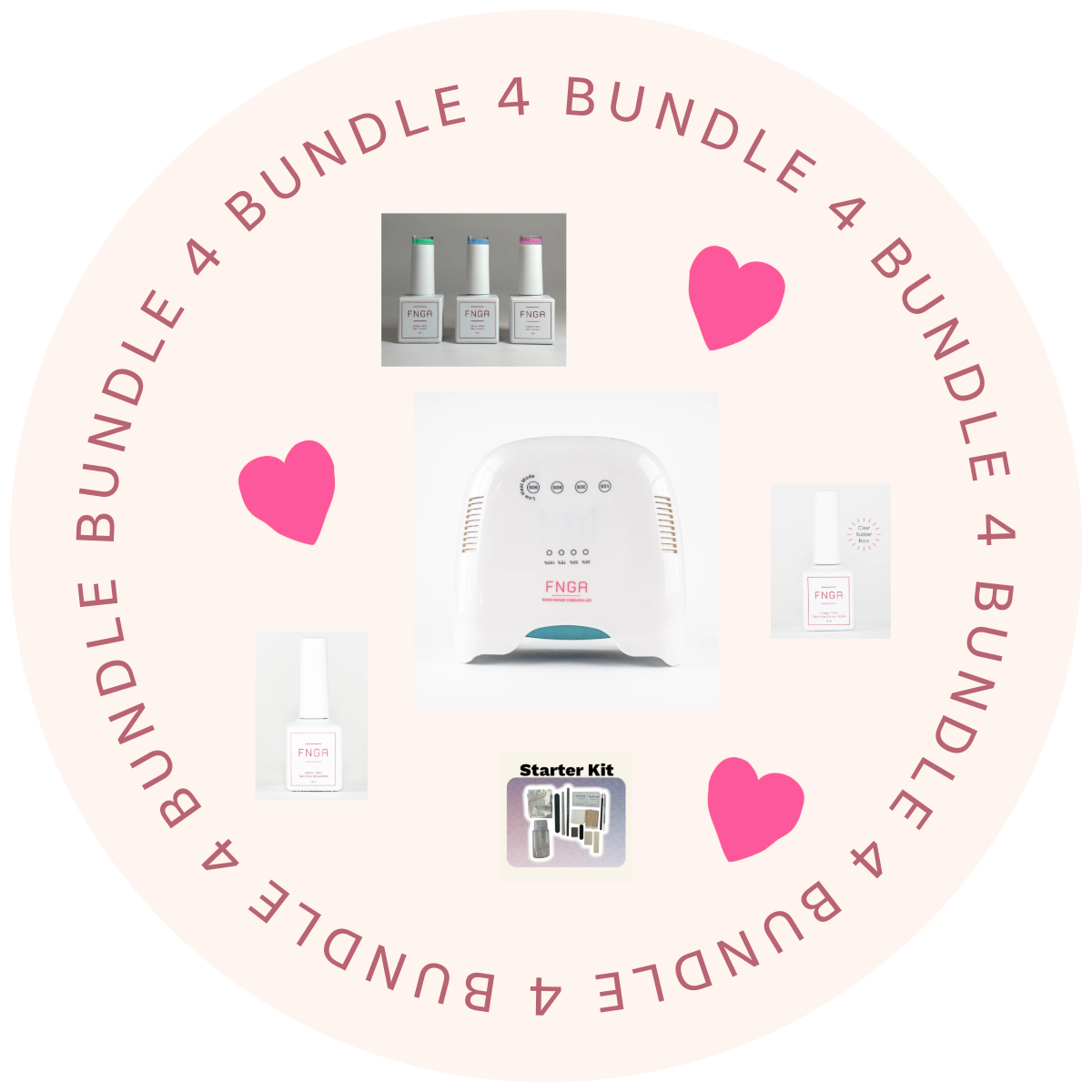 Bundle 4 -  Prep, Base, Top + 3 Gel Colours & Starter Kit